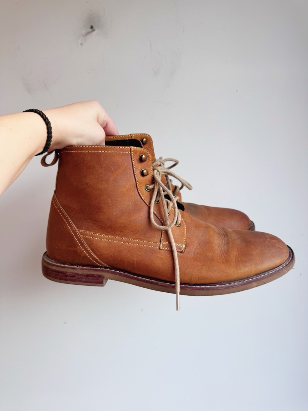 Ben Sherman Men’s Brown Leather Lace-Up Boots Size 12